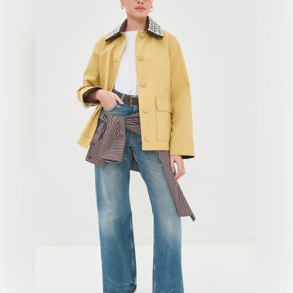 VERONICA BEARD Arlen Crystal Collar Cotton Dickey Coat